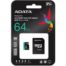 Adata MEMORY MICRO SDXC 64GB W/ADAP./AUSDX64GUI3V30SA2-RA1 ADATA