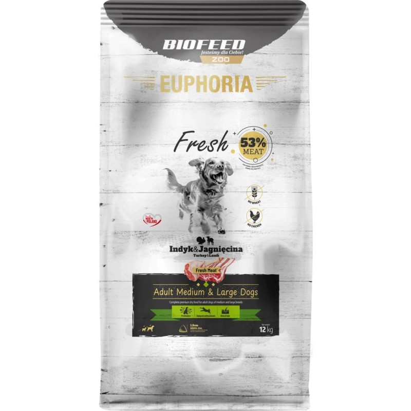 Biofeed Euphoria Fresh Adult Medium & Large Turkey with lamb - dry dog food - 12kg