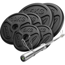 Marbo Sport Komplekts 75 kg | Olimpiskais stienis 180 cm + svaru diski 2x15 kg, 2x10 kg, 2x5 kg - Marbo Sport
