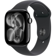 Apple Watch Series 11 GPS+Cellular 46mm Jet Black Aluminium Case with Black Sport Band - S/M