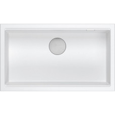 Graniteq Zlewozmywak GraniteQ LOGAN 110 GraniteQ zlewozmywak snow white 76x44x23,5 cm 1-komorowy wpuszczany z syfonem manualnym stal szlachetna