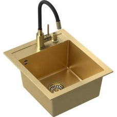 Steiner Zlewozmywak Steiner ART JOHNNY 100 (43x50x20,3) Steingran Art Gold z syfonem manualnym, baterią Maggie i dozownikiem - złoty