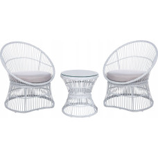 Beliani Zestaw mebli balkonowych z technorattanu biały MESYNA