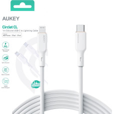 Aukey CB-SCL2 Power Delivery USB C - Lightning Apple 1.8m 27W 3A Silicon Cable White