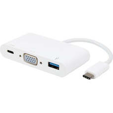 Vivanco adapteris USB-C - VGA 3in1, balts (34294)