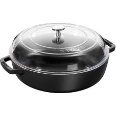 Staub Patelnia STAUB Patelnia żeliwna z dwoma uchwytami i pokrywką Staub - 28 cm, Czarny