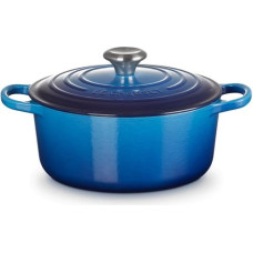 Le Creuset 21177242202430 Signature Gusseisen-Bräter mit Deckel, 24 cm, Azure