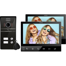 Eura Wideodomofon EURA VDP-80C5 - dwurodzinny, czarny, 2x LCD 7'', FHD, obsługa 2 wejść, kamera 1080p., czytnik RFID, natynk