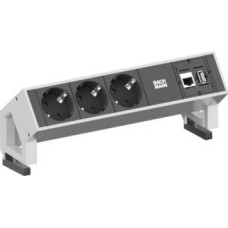 Bachmann BACHMANN DESK2 3x styk uziemiający, 1x CAT6 1x USB3 biały