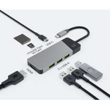 Green Cell Hub adapter USB-C Connect 3xUSB 3.1 HDMI 4K 60Hz USB-C PD 85W