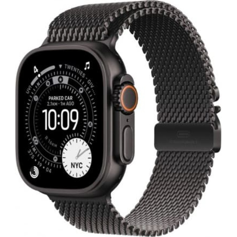 Apple Watch Ultra 3 GPS + Cellular 49mm Black Titanium Case with Black Titanium Milanese Loop - Large