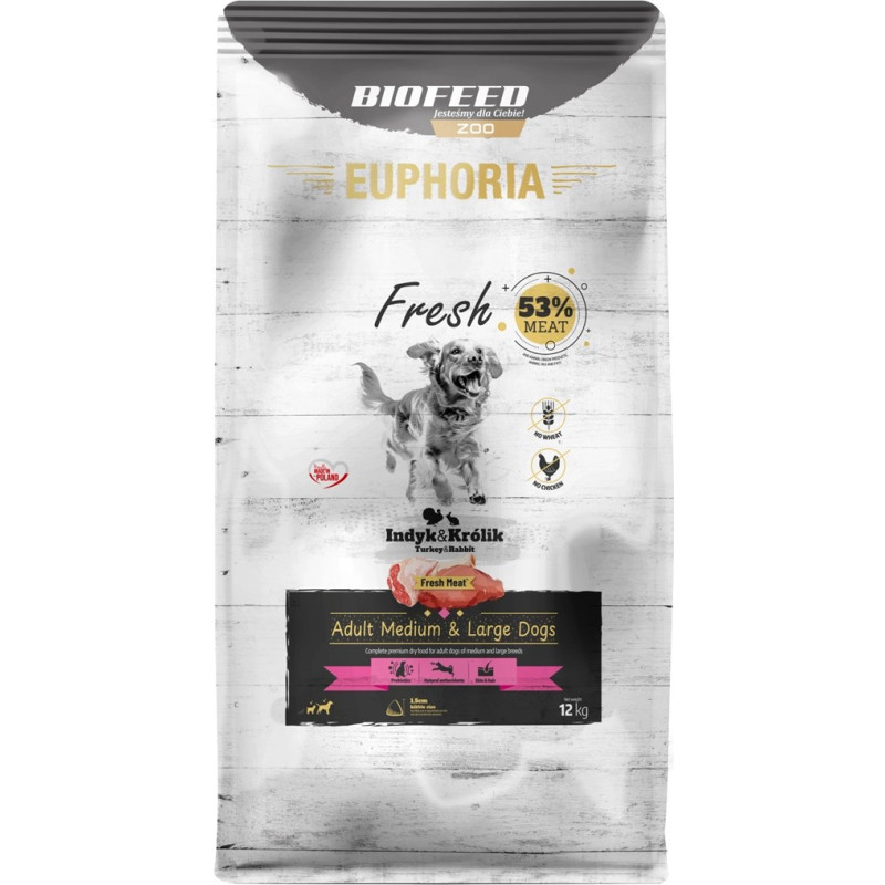 Biofeed EUPHORIA Fresh Adult Medium & Large dogs Turkey with rabbit - dry dog food - 12kg