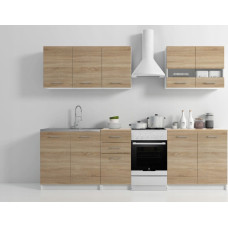 Topeshop ZESTAW MEBLI KUCHENNYCH SET 200 DĄB SONOMA BIEL