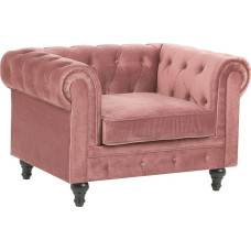 Beliani Fotel welurowy różowy CHESTERFIELD