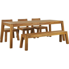 Shumee Zestaw ogrodowy akacjowy stół ławka i krzesła jasne drewno LIVORNO
