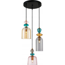 Italux Lampa wisząca Italux Italux Namos PND-27092-3A-MC-BRO lampa wisząca zwis nowoczesna modern metalowa szklany klosz miska 3x40W E27 czarna/multikolor