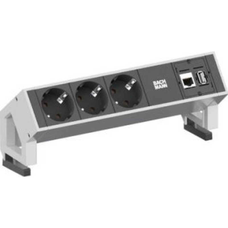 Bachmann BACHMANN DESK2 3x styk uziemiający, 1x CAT6 1x USB3 biały