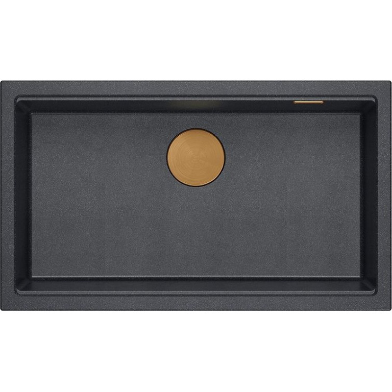 Graniteq Zlewozmywak GraniteQ LOGAN 110 zlewozmywak black diamond 76x44x23,5 cm 1-komorowy podwieszany z syfonem manualnym miedziany