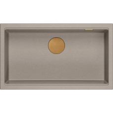 Graniteq Zlewozmywak GraniteQ LOGAN 110 GraniteQ zlewozmywak soft taupe 76x44x23,5 cm 1-komorowy podwieszany z syfonem manualnym miedziany