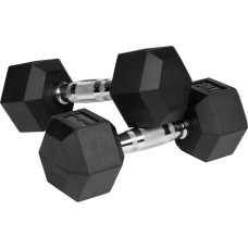 Rebel Active Ar gumiju pārklātas čuguna hanteles HEX 2x7 kg REBEL ACTIVE