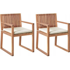 Beliani Zestaw 2 krzeseł ogrodowych z poduszkami SASSARI PREMIUM Certyfikowane drewno akacjowe Jasnobeżowy