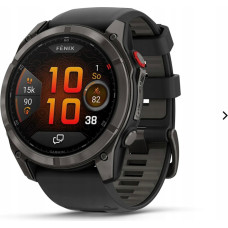 Garmin fēnix 8 Pro – 51 mm, AMOLED, Sapphire, Carbon pilkas DLC titanium with Juodas/pebble pilkas silicone band