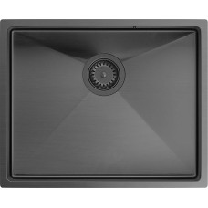 Graniteq Zlewozmywak GraniteQ Quadron | ANTHONY | stalowy zlewozmywak kuchenny GRAFIT PVD | wymiary: 54 x 44 x 19 cm | 1-komorowy podwieszany | podbudowa szafki: od 60 cm