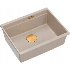 Graniteq LOGAN 100 GraniteQ zlewozmywak pearl beige 56x45x21,5 cm 1-komorowy podwieszany z syfonem manualnym miedziany