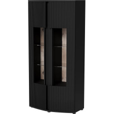 Cama Meble Cama 2D display cabinet MICHELLE 86x35-47xH180 black/viking oak