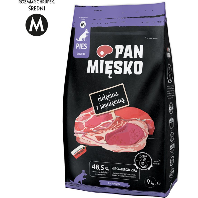 Pan Mięsko PAN MIĘSKO Veal with Lamb Senior Crunchy M - Dry Dog Food - 9kg