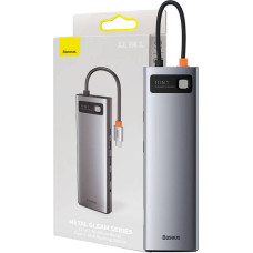 Baseus HUB Metal Gleam Series 11-in-1 Multifunctional (Type-C to 3xUSB3.2/PD 100W/3,5 mm Jack/VGA Full HD 60Hz/2xHDMI 4K/TF+SD card/ RJ45) Space Gray (CAHUB-CT0G)