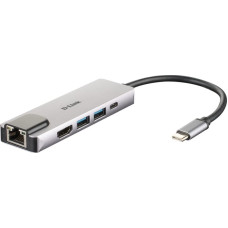 D-Link 5 In 1 USB-C Hub mit HDMI/Ethernet und USB-C Ladeanschluss DUB-M520