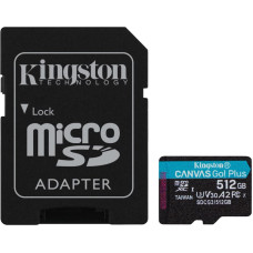 Kingston Technology 512GB microSDXC Canvas Go Plus 170R A2 U3 V30 Card + ADP