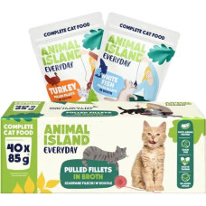 Animal Island Everyday Turkey and White fish fillets in broth - wet cat food - 40 x 85g