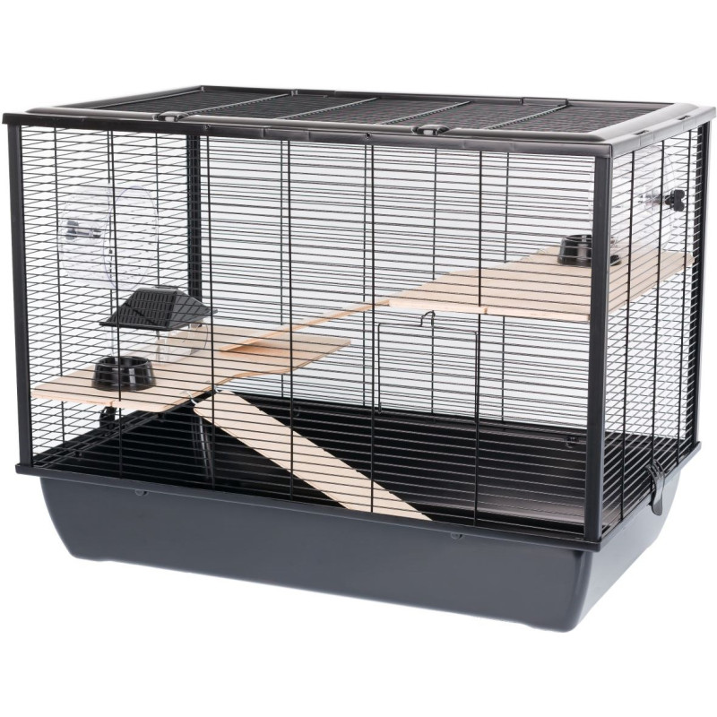 Inter-Zoo Hugo Wood black - cage for rodents - 78 x 48 x 58cm