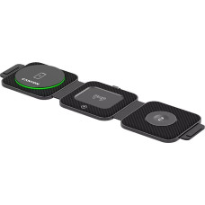 Canyon Ładowarka Canyon CANYON WS-305, Foldable 3in1 Wireless charger with case, touch button for Running water light, Input 9V/2A, 12V/1.5AOutput 15W/10W/7.5W/5W, Type c to USB-A cable length 1.2m, with charger QC 18W EU plug, Fold size: 97.8*72.4*25.2mm