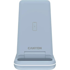 Canyon Ładowarka Canyon CANYON WS-304, Foldable  3in1 Wireless charger, with touch button for Running water light, Input 9V/2A,  12V/1.5AOutput 15W/10W/7.5W/5W, Type c to USB-A cable length 1.2m, with QC18W EU plug,132.51*75*28.58mm, 0.168Kg,Blue