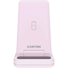 Canyon Ładowarka Canyon CANYON WS-304,  Foldable  3in1 Wireless charger, with touch button for Running water light, Input 9V/2A,  12V/1.5AOutput 15W/10W/7.5W/5W, Type c to USB-A cable length 1.2m, with QC18W EU plug,132.51*75*28.58mm, 0.168Kg, Iced Pink