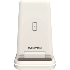 Canyon Ładowarka Canyon CANYON WS-304,  Foldable  3in1 Wireless charger, with touch button for Running water light, Input 9V/2A,  12V/1.5AOutput 15W/10W/7.5W/5W, Type c to USB-A cable length 1.2m, with QC18W EU plug,132.51*75*28.58mm, 0.168Kg, Cosmic Latt