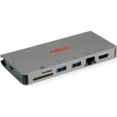 Roline HUB USB Roline Stacja dokująca ROLINE USB typu C, HDMI 4K, VGA, 2x USB 3.2 Gen 1, LAN, PD, kaartlezer