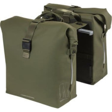 Basil Sakwa podwójna BASIL SOHO DOUBLE PANNIER BAG NORDLICHT MIK, MIK System (ready to go) 41L, 100% wodoodporna moss green oświetlenie Nordlicht Technology