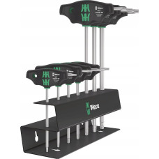 Wera Wera 467/7 TORX HF set 2 T-handle screwdrivers + rack, 7 pieces (black/green, with holding function)