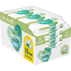 Pampers Chusteczki nawilżane Harmonie Aqua 0% plastiku 15x48 szt.