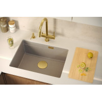 Graniteq Zlewozmywak GraniteQ LOGAN 100 GraniteQ zlewozmywak soft taupe 59,5x45,1x21,5 cm 1-komorowy podwieszany z syfonem manualnym miedziany