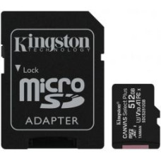 Kingston Canvas Select Plus 512 GB, Micro SD, Flash memory class 10, SD adapter