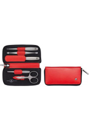 Zwilling Beauty Zestaw podróżny Zwilling Twinox  czerwone, skórzane etui, 5 elementów