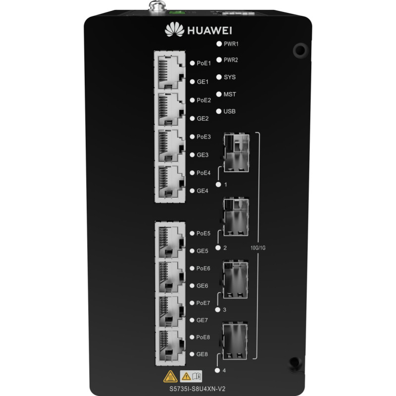 Huawei Switch Huawei S5700 Series Ethernet Switch - 8*10/100/1000BASE-T ports, 4*10GE SFP+ ports, PoE++, DIN Rail Mountin