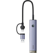Baseus Hub 4w1 Baseus UltraJoy USB-A&USB-C do 3xUSB3.0+USB-C+RJ45 (szary)