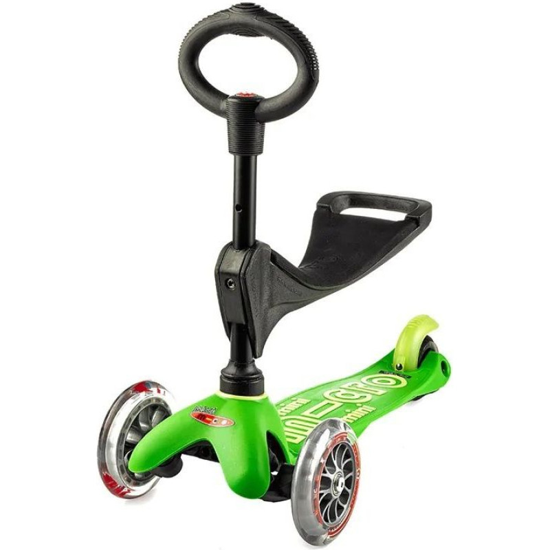Deluxe Micro 3-wheeled Skrejritenis/ride-on Mini 3in1 Deluxe Green