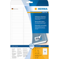 Herma Etykiety odklejalne 4202 Movables, A4, 63.5 x 8.5 mm, białe, papier matowy, 2400 szt., zaokrąglone narożniki (4202)